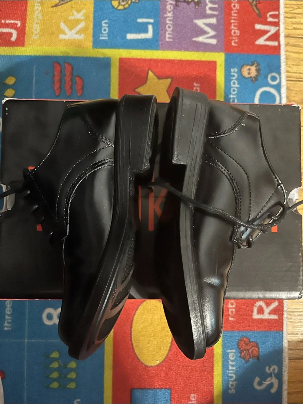 Deer Stags toddler Black Leather Lace-Up Dress Shoes